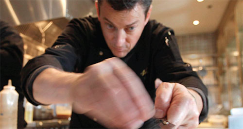Chef Ken Frank Shaving Truffles